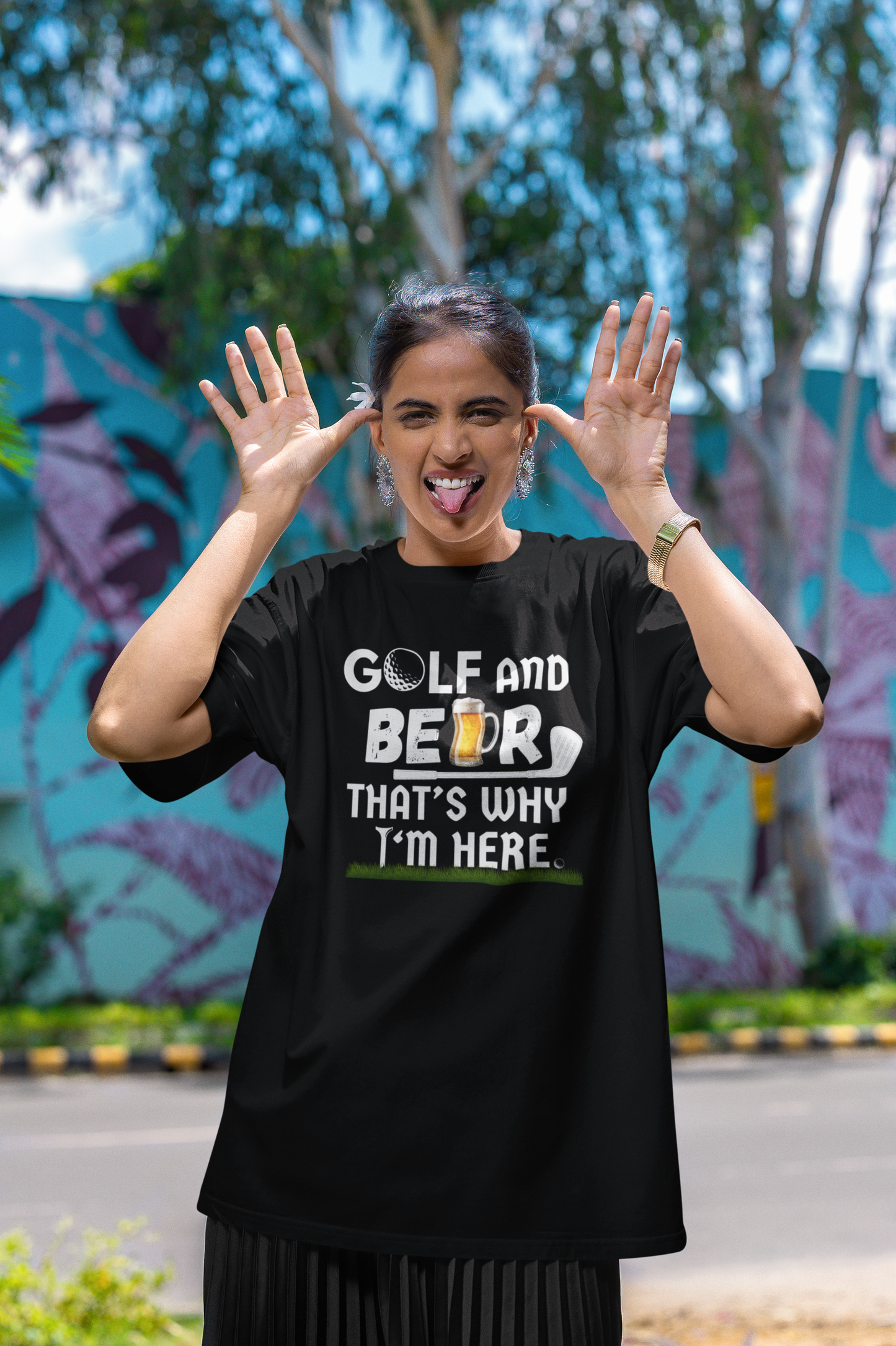"Golf and Beer. That's Why I'm Here" - T-Shirt (LT)