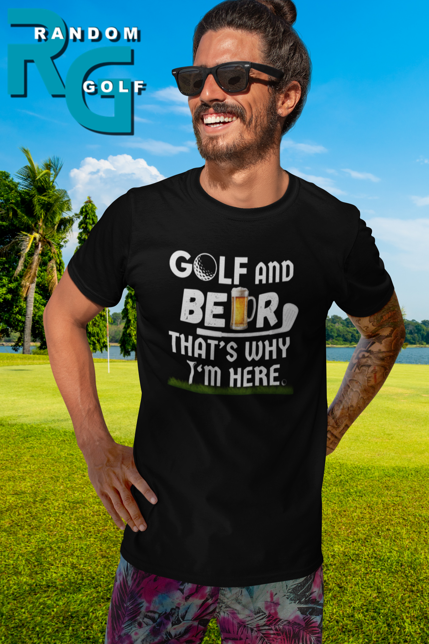 "Golf and Beer. That's Why I'm Here" - T-Shirt (LT)