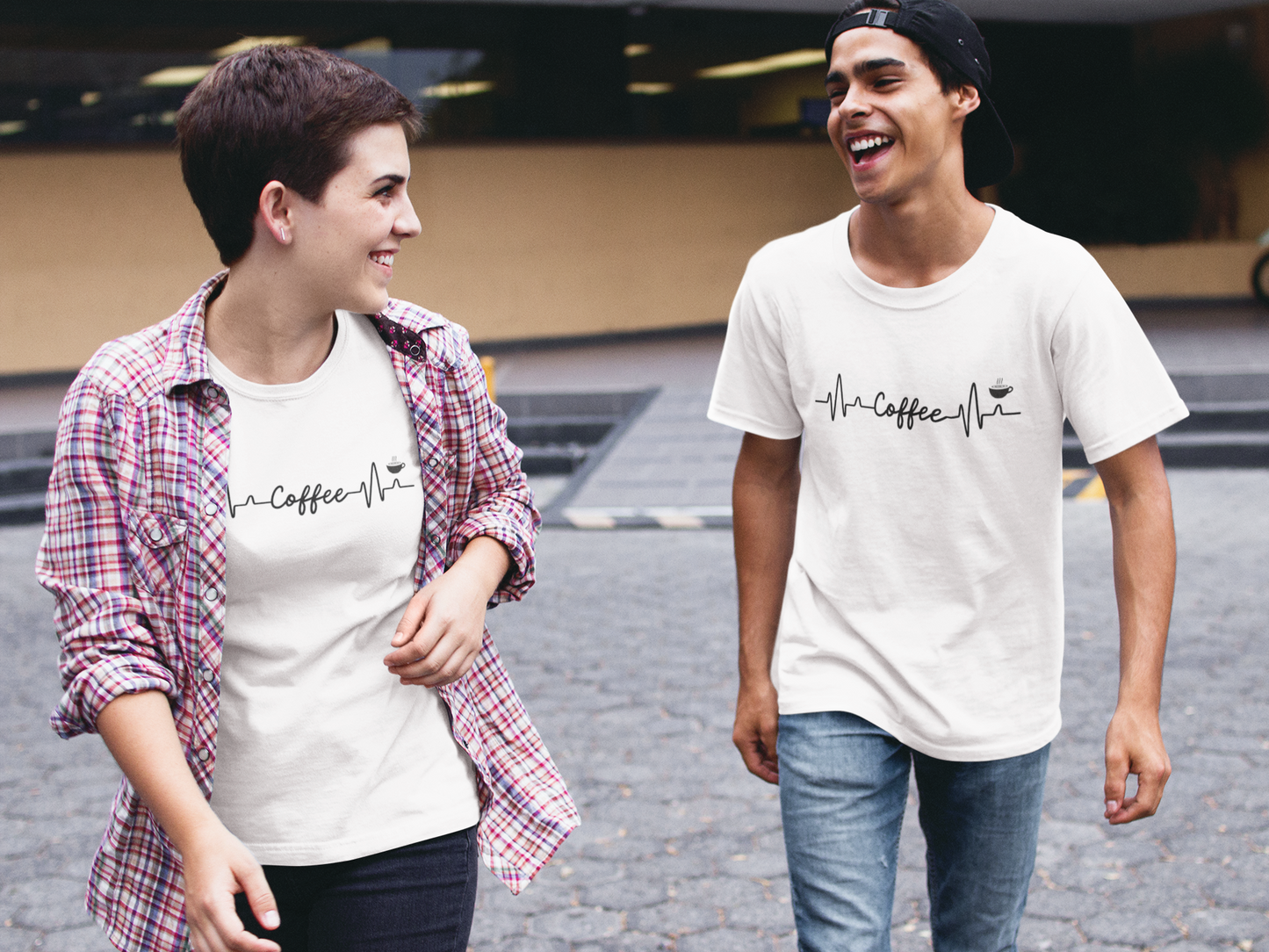 "Coffee Heartbeat" - T-shirt (DT)(Premium)