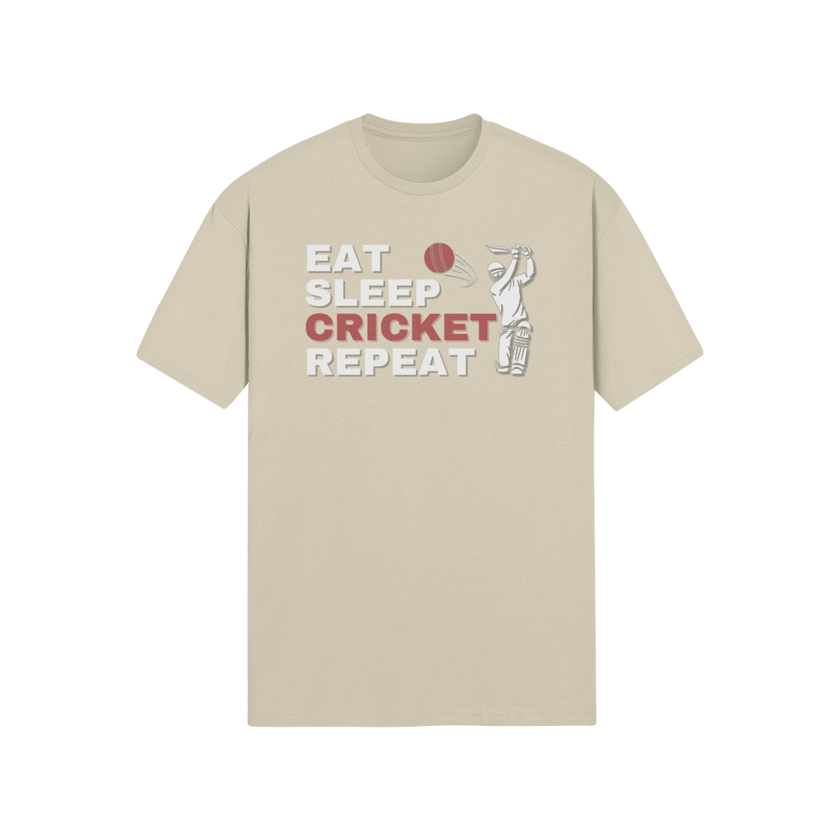 "Eat. Sleep. CRICKET. Repeat." - T-Shirt