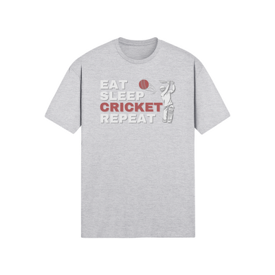 "Eat. Sleep. CRICKET. Repeat." - T-Shirt