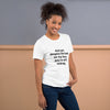 "And yet, despite the look on my face, you're still talking." - T-shirt, unisex (DT)